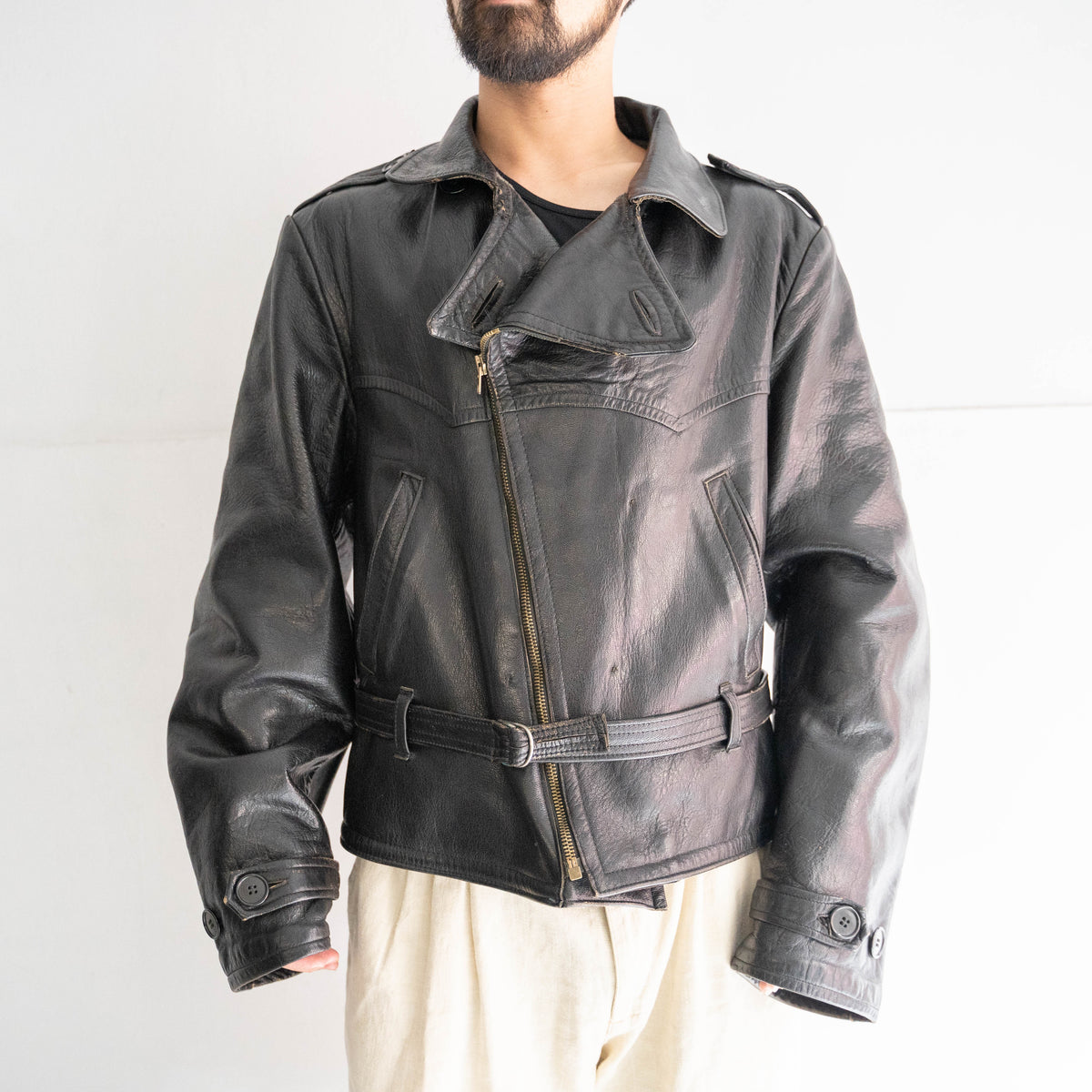 1940-50s Europe SKINNARLAND leather motorcycle jacket – gochic vintage