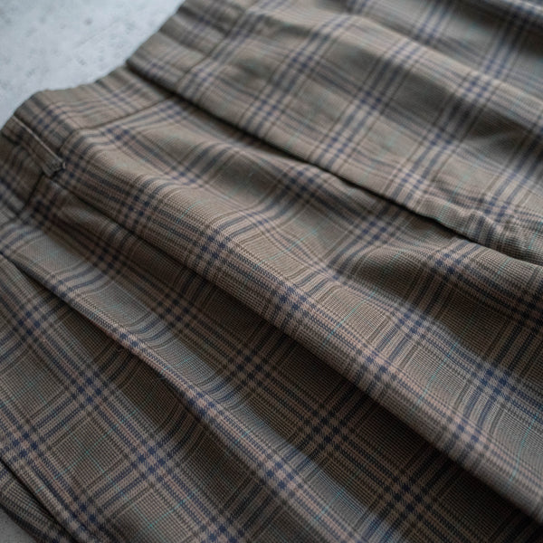2000s Japan vintage brown wool × poly check slacks