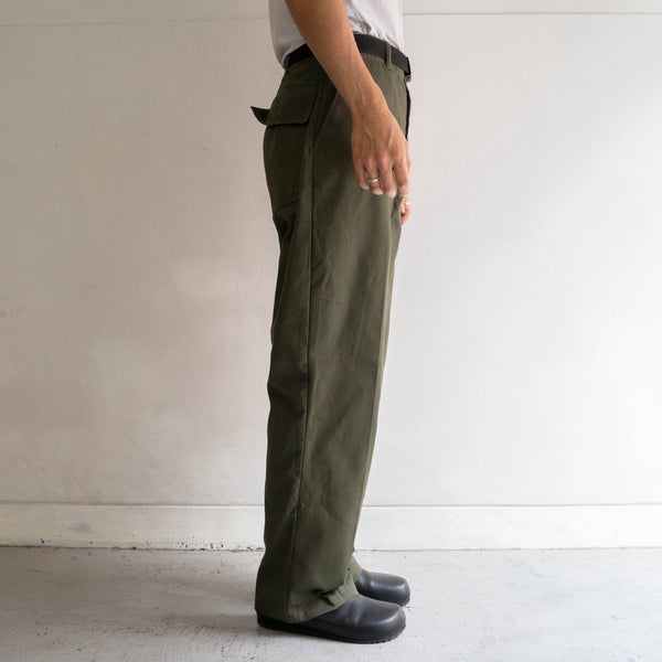 around 1970s Belgium military olive green utility pants -dead stock-