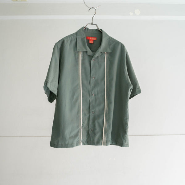 2000s smoky green design s/s shirt -remake-