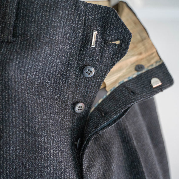 1970s Japan vintage black based woven wool slacks