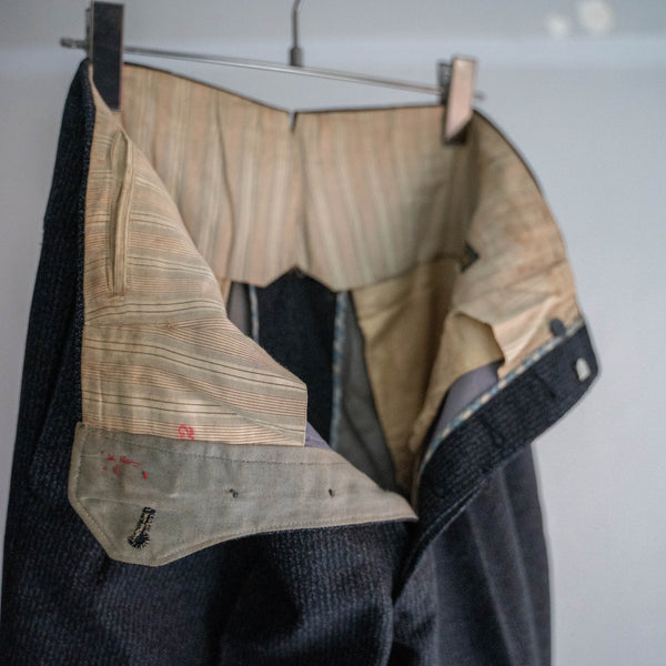 1970s Japan vintage black based woven wool slacks