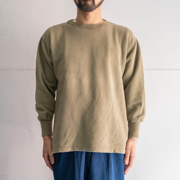 around 1980s Belgium military khaki beige color over dyed? sweat shirt