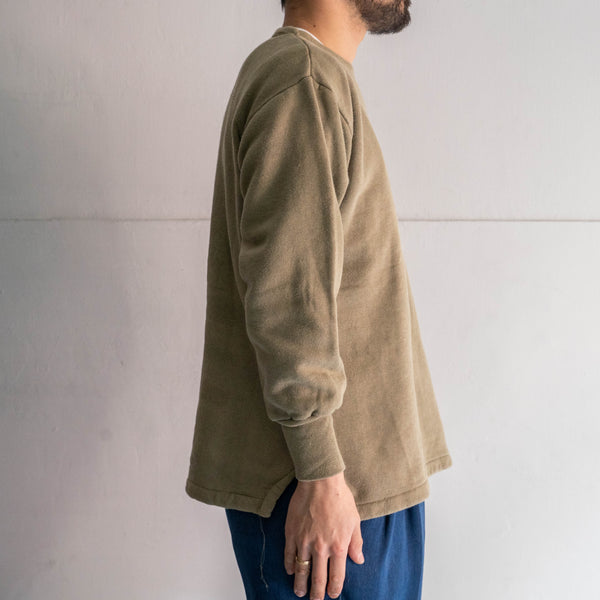 around 1980s Belgium military khaki beige color over dyed? sweat shirt