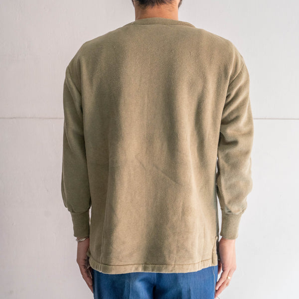 around 1980s Belgium military khaki beige color over dyed? sweat shirt