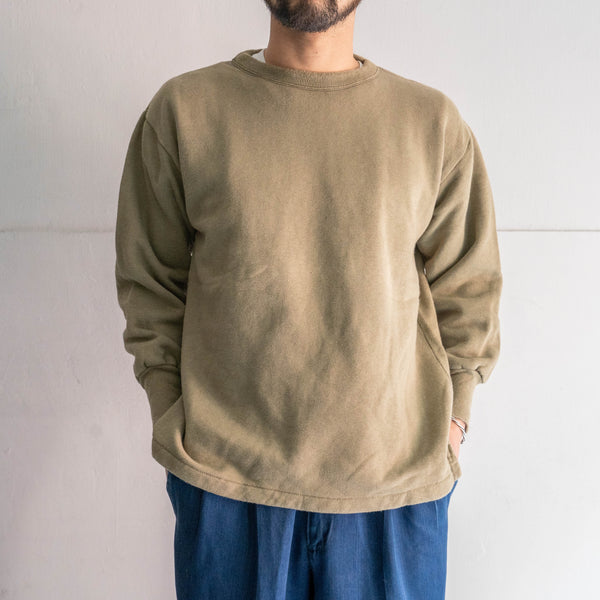 around 1980s Belgium military khaki beige color over dyed? sweat shirt