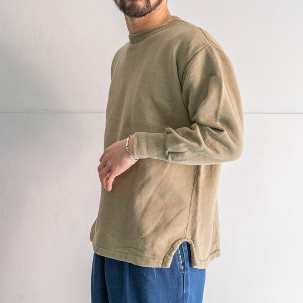 around 1980s Belgium military khaki beige color over dyed? sweat shirt