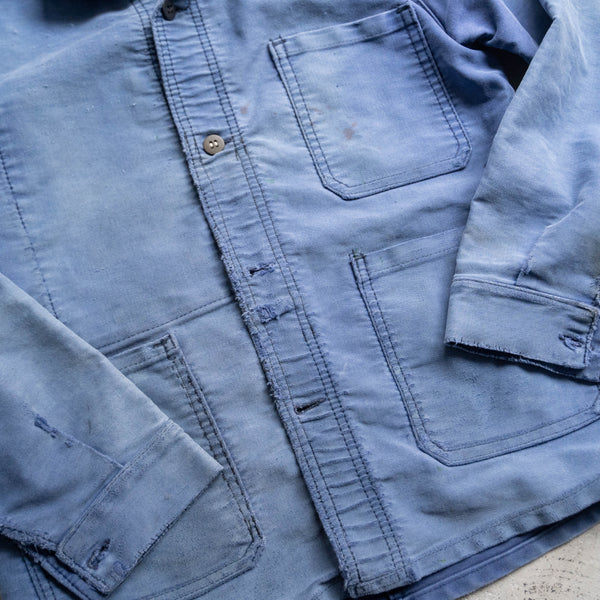 1960s France blue moleskin jacket -good fade & repairs-