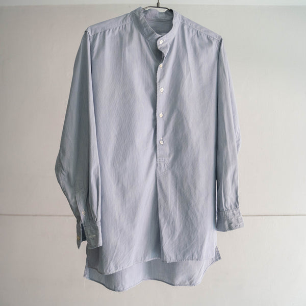 1960s blue & white cotton broad grandpa shirt