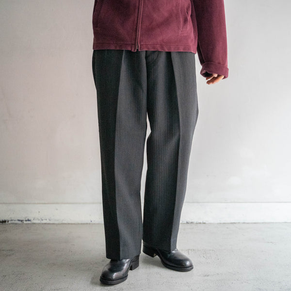 1970s Japan vintage black stripe wool slacks