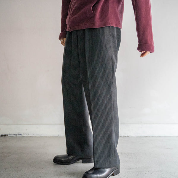 1970s Japan vintage black stripe wool slacks