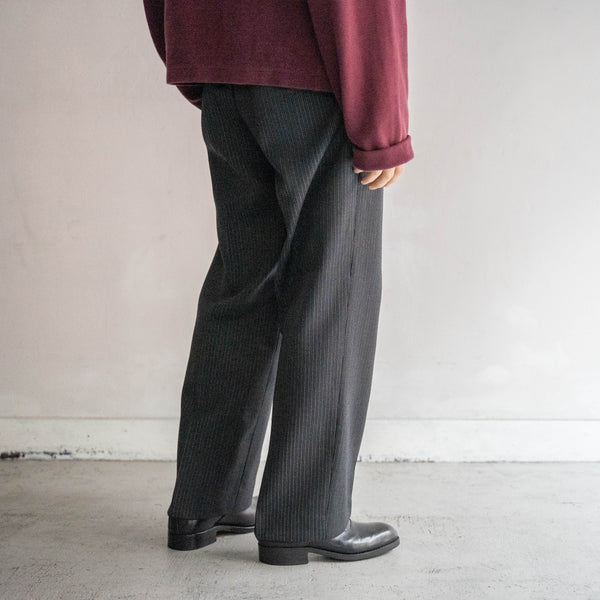 1970s Japan vintage black stripe wool slacks