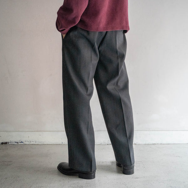 1970s Japan vintage black stripe wool slacks