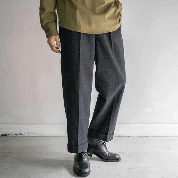 1970s Japan vintage black based woven wool slacks