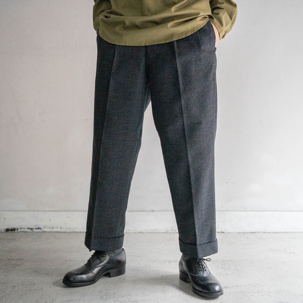 1970s Japan vintage black based woven wool slacks