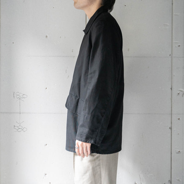 around 1990s Germany logger work jacket 'german moleskin’ -black dyed-