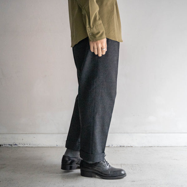 1970s Japan vintage black based woven wool slacks
