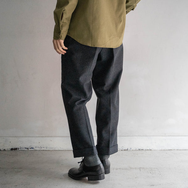 1970s Japan vintage black based woven wool slacks