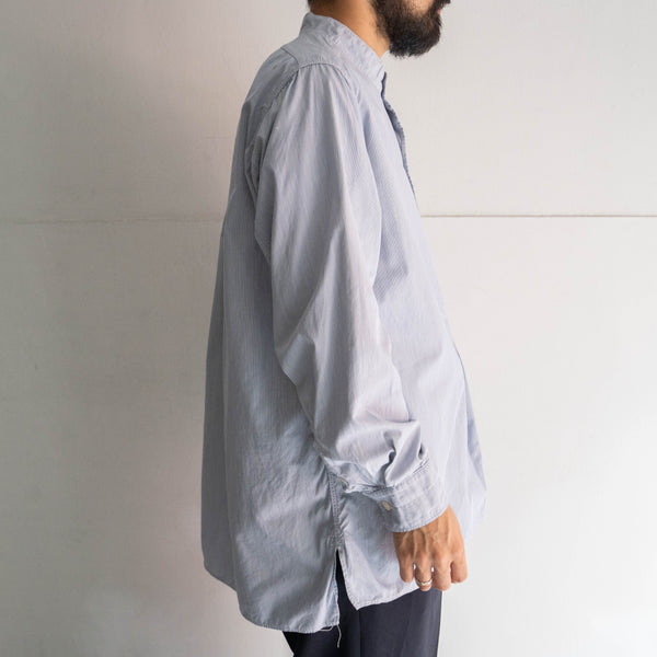 1960s blue & white cotton broad grandpa shirt