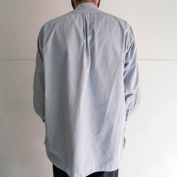 1960s blue & white cotton broad grandpa shirt