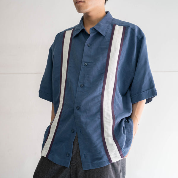 2000s blue line design s/s shirt -remake-
