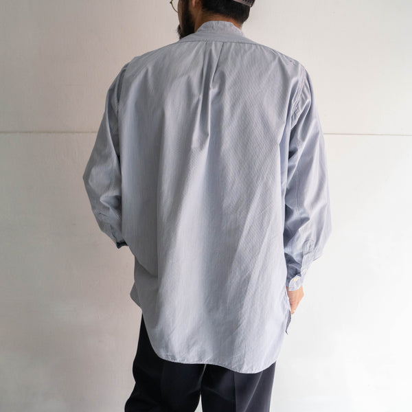 1960s blue & white cotton broad grandpa shirt