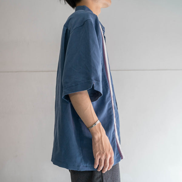 2000s blue line design s/s shirt -remake-
