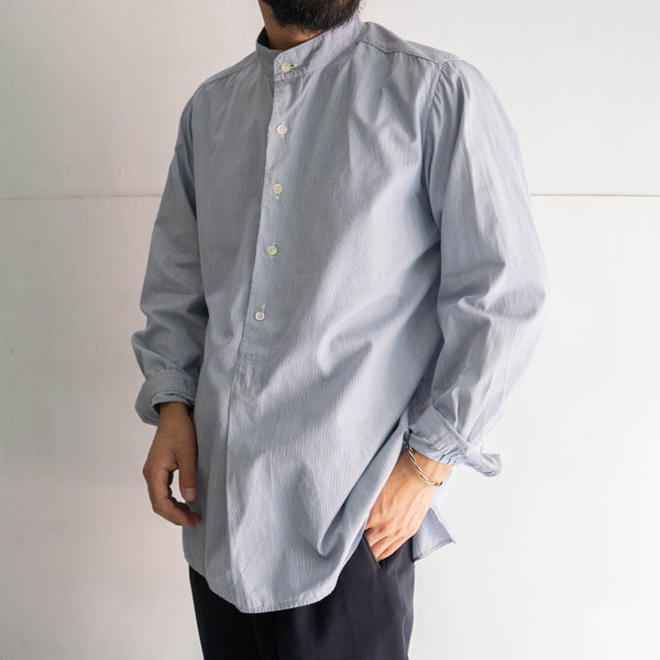 1960s blue & white cotton broad grandpa shirt