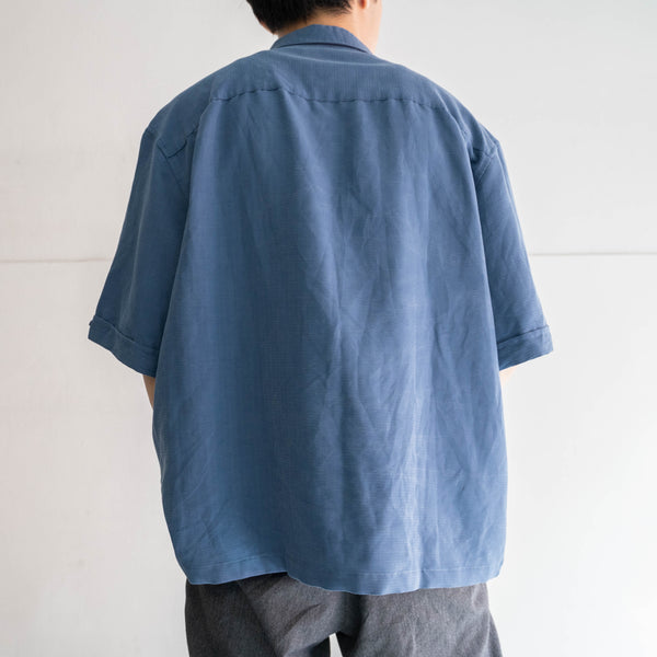 2000s blue line design s/s shirt -remake-