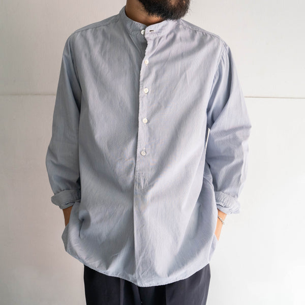 1960s blue & white cotton broad grandpa shirt