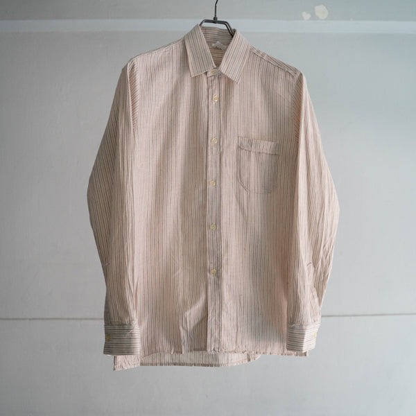 around 1970s France pink cotton stripe shirt "dead stock"
