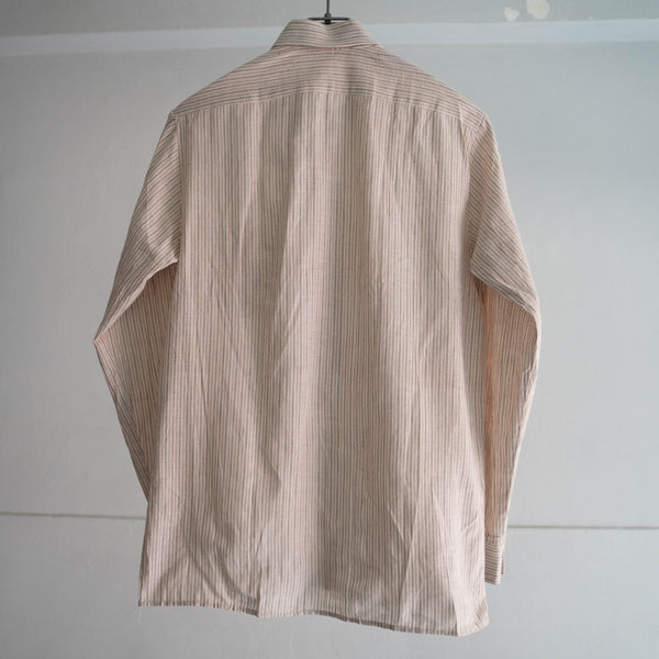 around 1970s France pink cotton stripe shirt "dead stock"