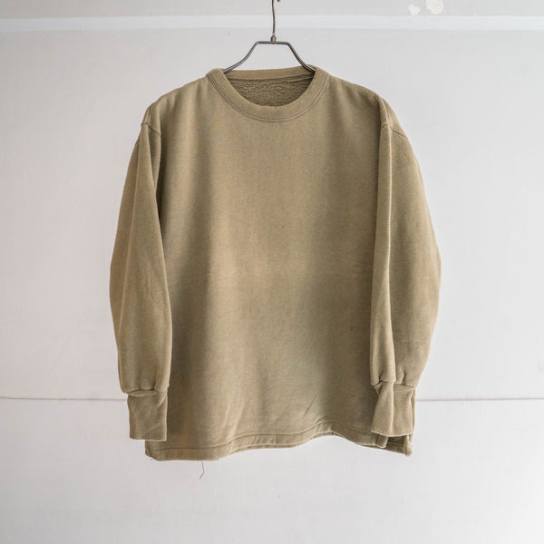 around 1980s Belgium military khaki beige color over dyed? sweat shirt