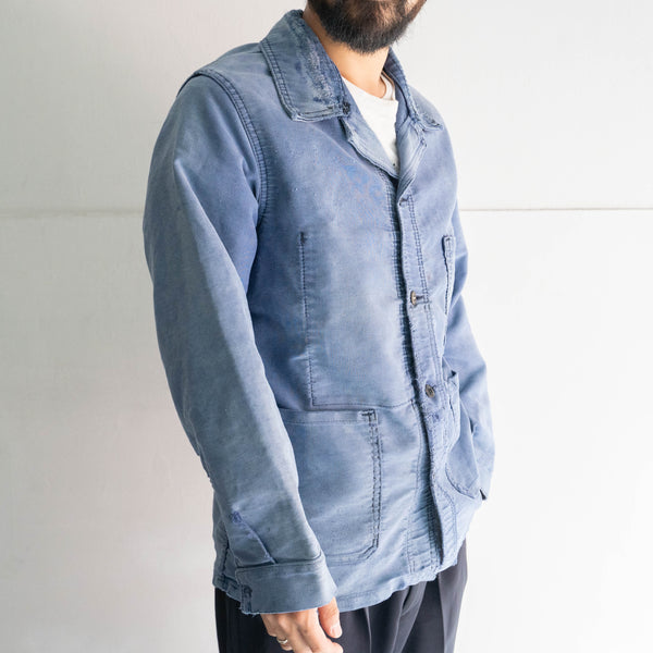 1960s France blue moleskin jacket -good fade & repairs-