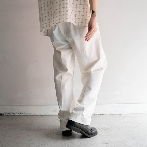 1990-00s Swedish military white 1 tuck officer pants 'mint condition'