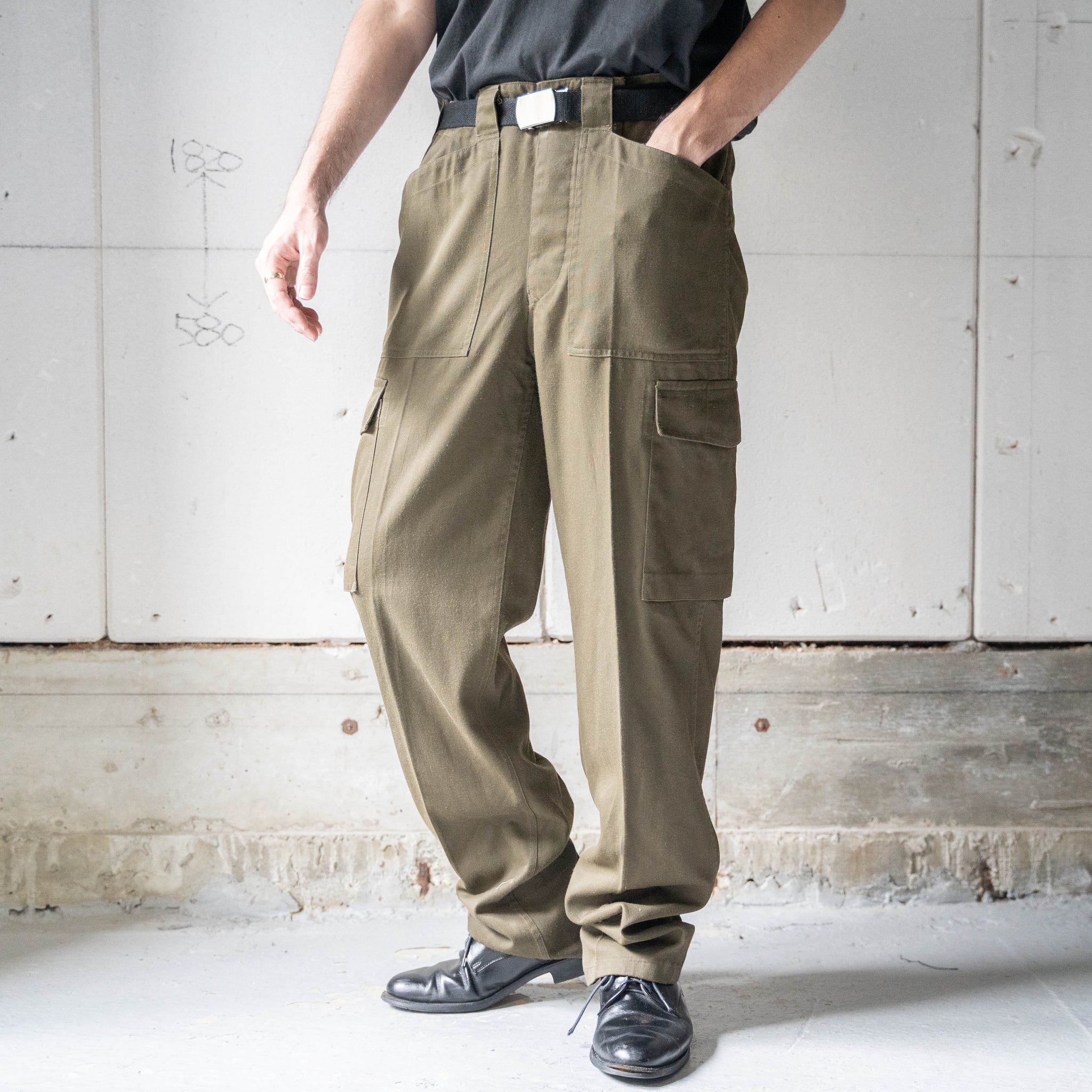 1990-00s Austrian military brown color fatigue cargo pants -light weight-