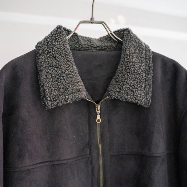 1990s black fake mouton boa blouson