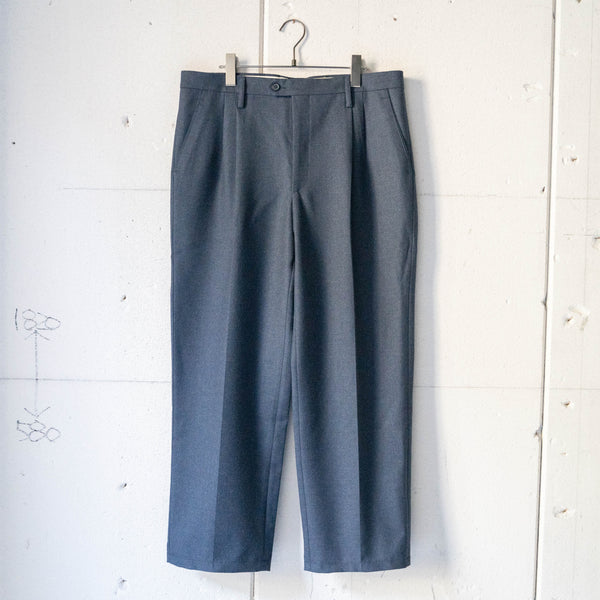 1990s Italy navy color wool two tuck slacks 'dead stock'