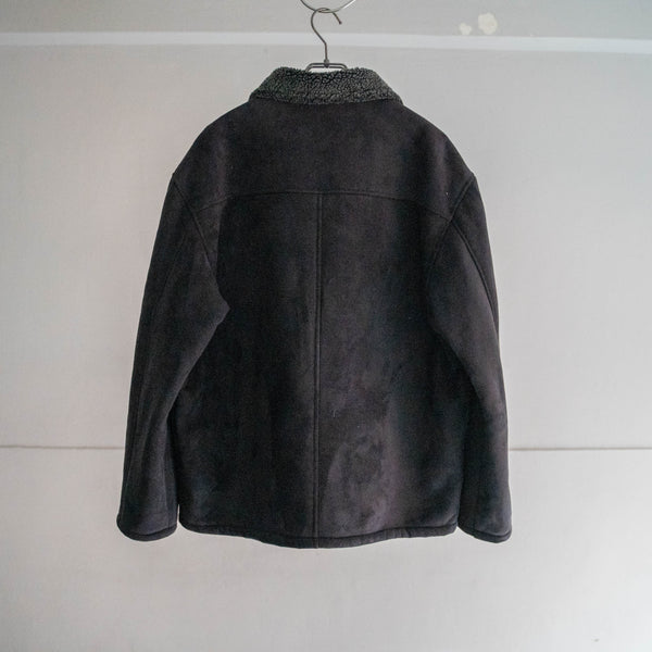 1990s black fake mouton boa blouson