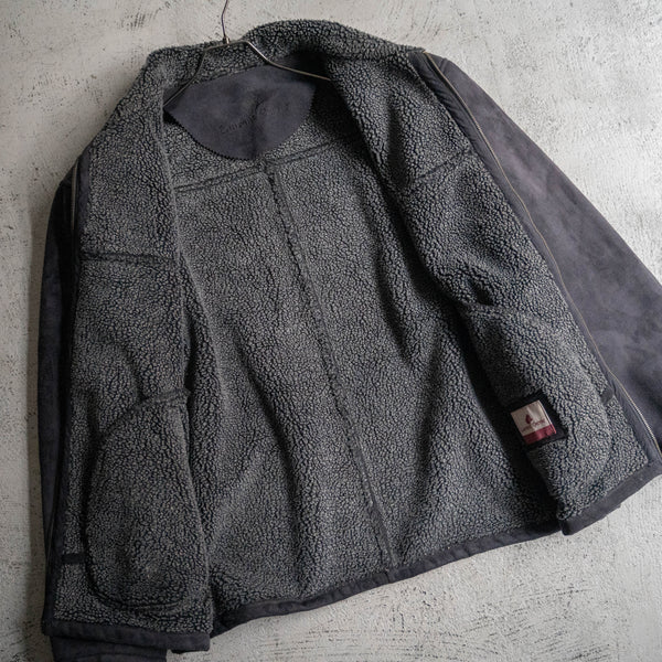 1990s black fake mouton boa blouson