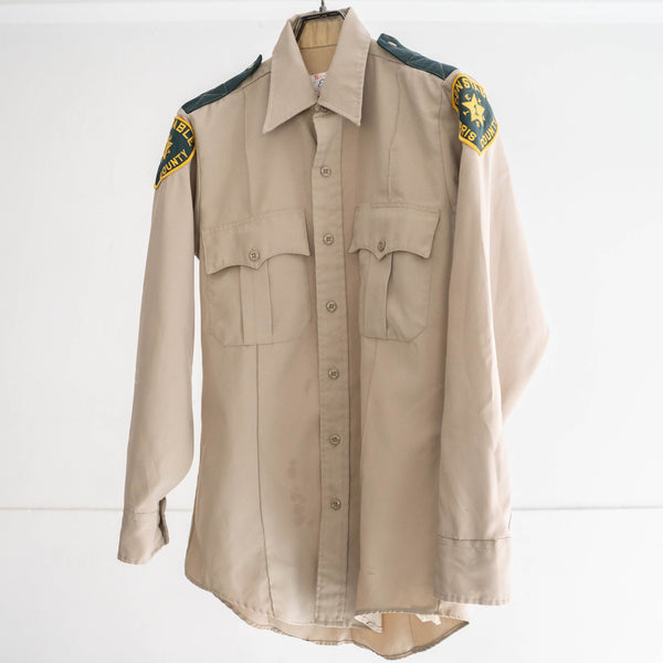 around 1970s usa beige color work shirt 'with patch'