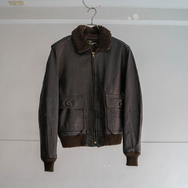 1980s USA dark brown leather jacket -G-1 sampling-