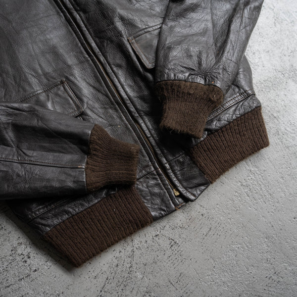 1980s USA dark brown leather jacket -G-1 sampling-