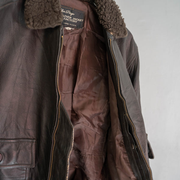 1980s USA dark brown leather jacket -G-1 sampling-