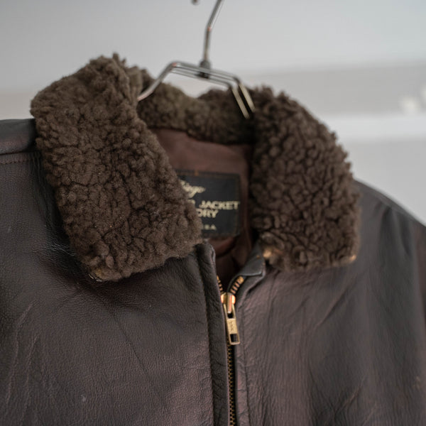 1980s USA dark brown leather jacket -G-1 sampling-