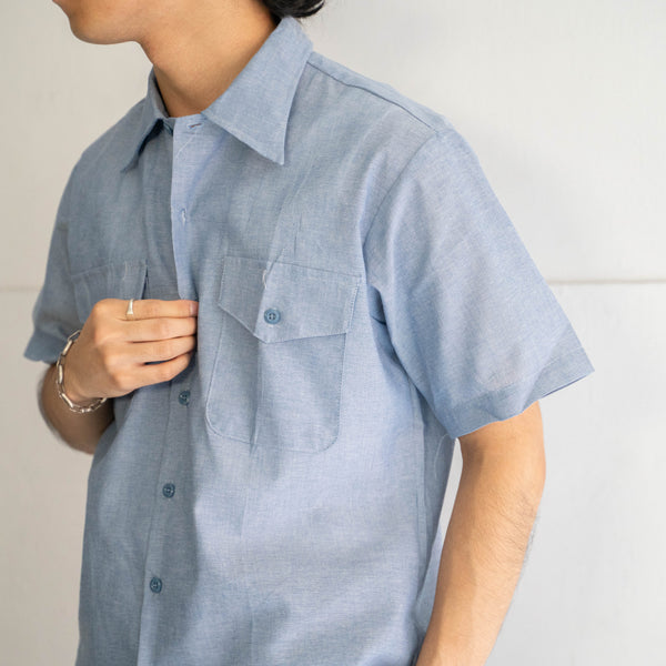 1980-90s US vintage 'seafarer' chambray short sleeve shirt 'dead stock'