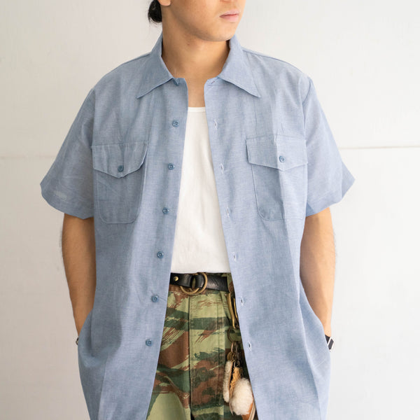 1980-90s US vintage 'seafarer' chambray short sleeve shirt 'dead stock'