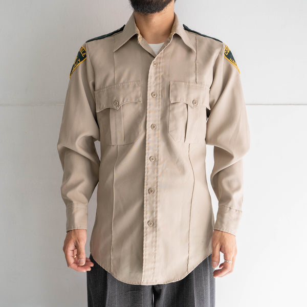 around 1970s usa beige color work shirt 'with patch'