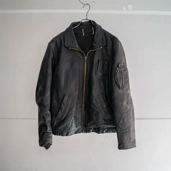 1970-90s French military pilot leather jacket -civilian type-