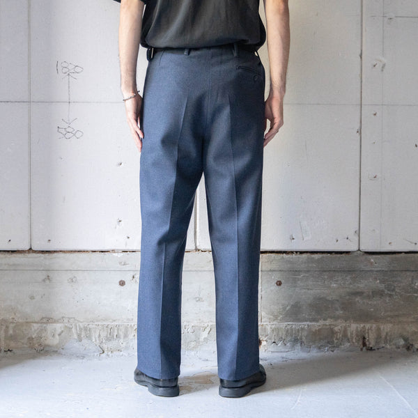 1990s Italy navy color wool two tuck slacks 'dead stock'